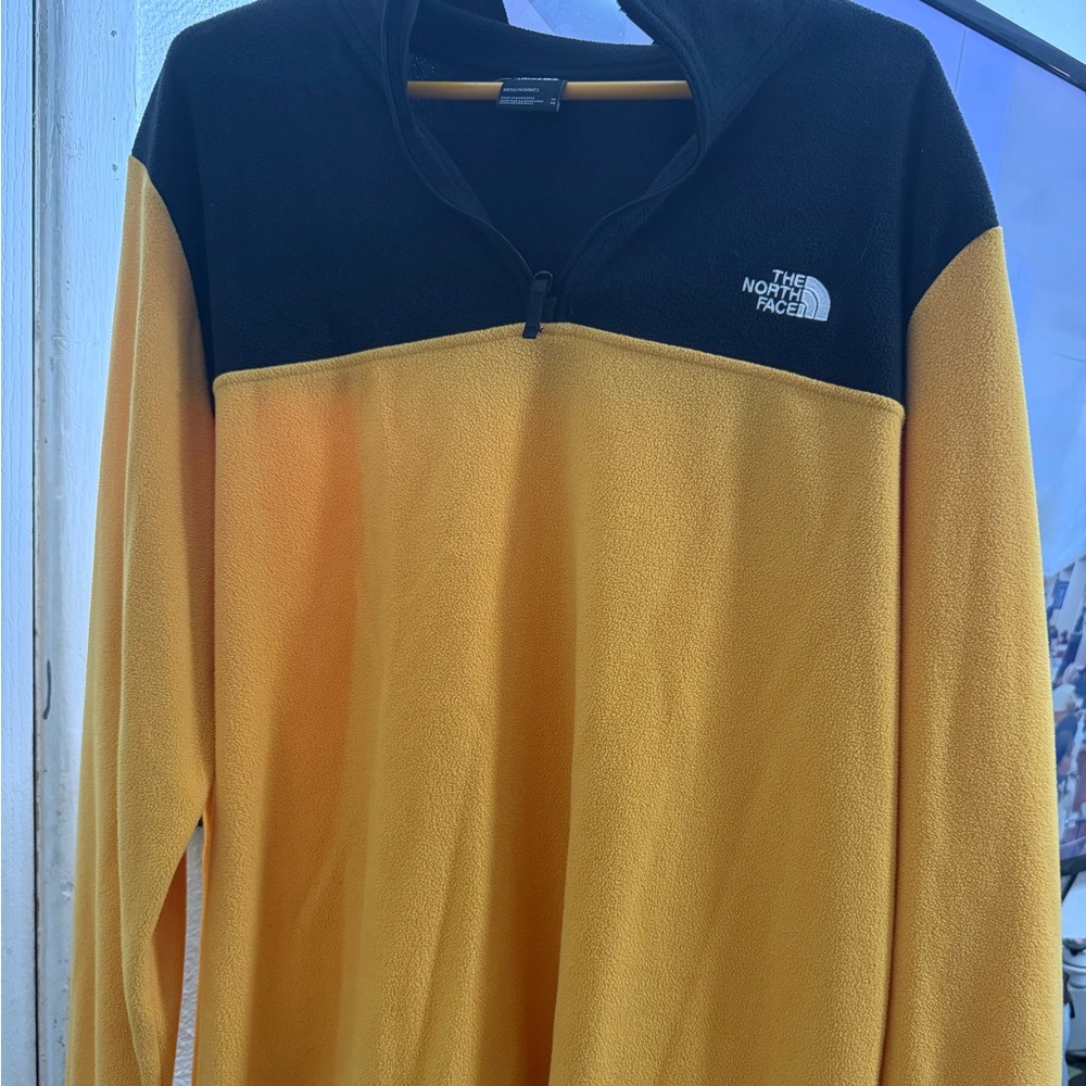 The North Face Black and Yellow 1/4 zip up fleece